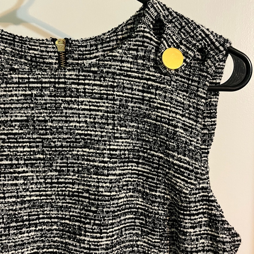 Calvin Klein sleeveless dress, black and white with gold buttons.  Size 10. - Picture 3 of 6